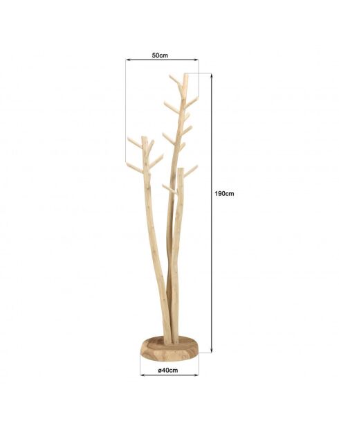 Porte-manteau 3 branches en teck naturel