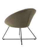 Fauteuil tissu bouclette vert kaki pieds croisés métal noir AGATHE