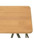 Console plateau en pin et pieds tréteaux en métal vert