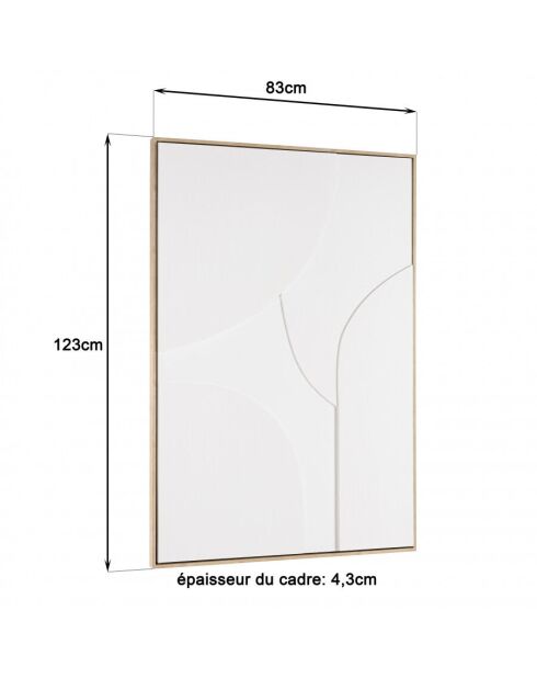 Décoration murale 83x123cm formes abstraites blanches en relief