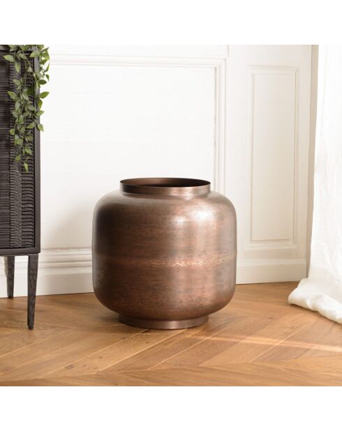 Vase largeur 39cm hauteur 38cm acier couleur bronze cuivré