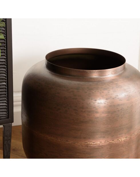 Vase largeur 39cm hauteur 38cm acier couleur bronze cuivré