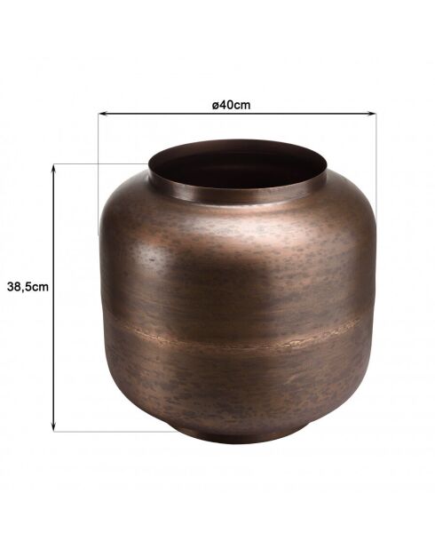 Vase largeur 39cm hauteur 38cm acier couleur bronze cuivré
