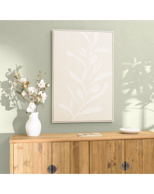 Décoration murale 83x123cm motifs fleurs n°1, cadre naturel