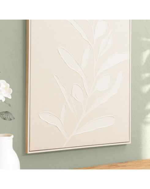 Décoration murale 83x123cm motifs fleurs n°1, cadre naturel