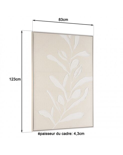 Décoration murale 83x123cm motifs fleurs n°1, cadre naturel