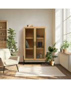 Vaisselier 2 portes vitrées encadrement vert pin et métal noir