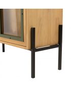 Vaisselier 2 portes vitrées encadrement vert pin et métal noir