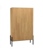 Vaisselier 2 portes vitrées encadrement vert pin et métal noir