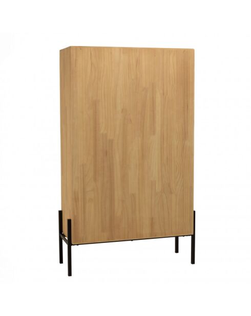 Vaisselier 2 portes vitrées encadrement vert pin et métal noir