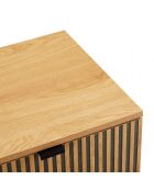 Chevet 1 tiroir décor effet bois rainuré noir et naturel SCOTT