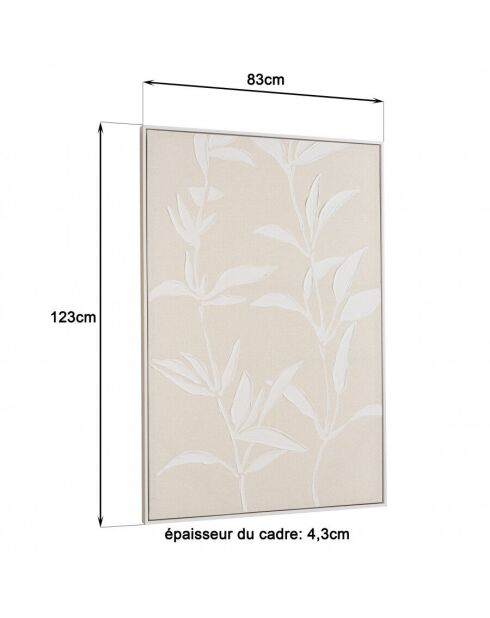 Décoration murale 83x123cm motifs fleurs n°2, cadre naturel
