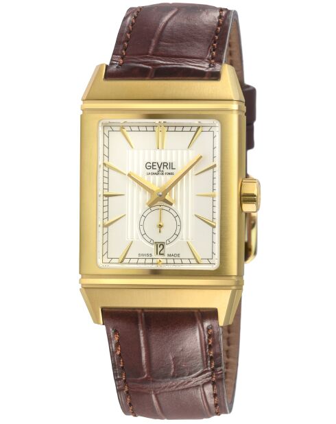 Montre Time Square Homme Automatique en Cuir marron