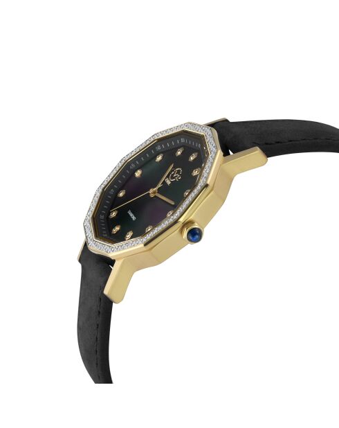 Montre Spello II Femme Quartz en Cuir & Diamants noire