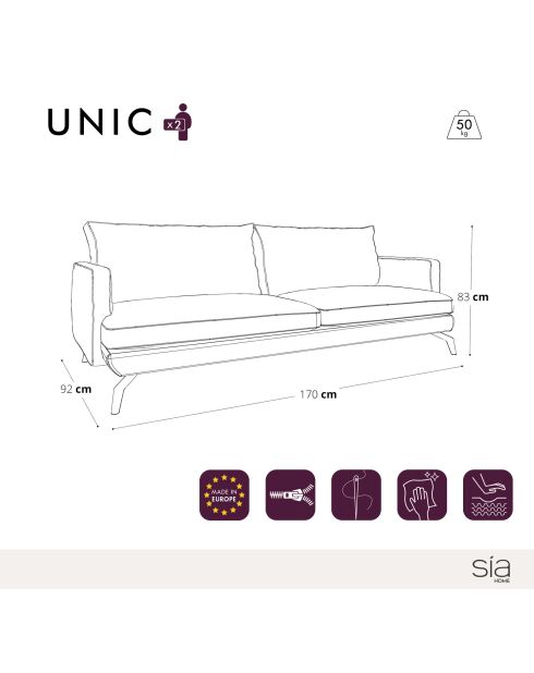 Unic 2-Sitzer-Sofa Midnight Blue Velvet - 170x92x83