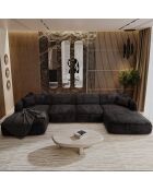 Panoramabank met kussens LIAM Zwart geweven fluweel - 346x166x76