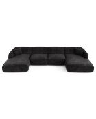 Panoramabank met kussens LIAM Zwart geweven fluweel - 346x166x76