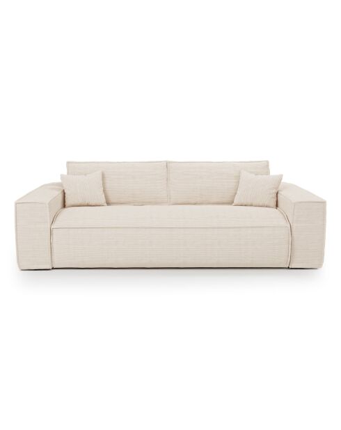 Express converteerbare slaapbank 140 cm RUBY crème corduroy - 216x100x80
