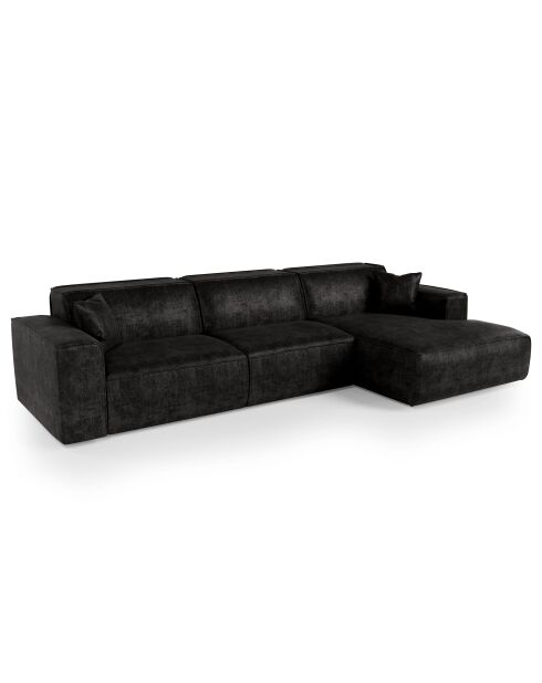 Rechtes Ecksofa mit 2 dekorativen Kissen RUBEN Velours Dark Anthracite - 323x173x78