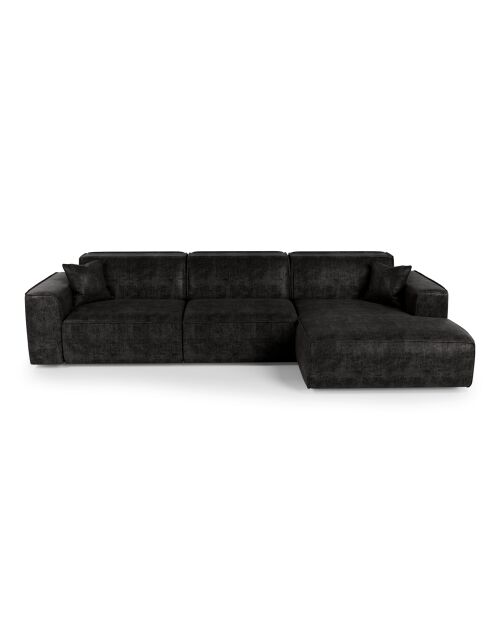 Rechtes Ecksofa mit 2 dekorativen Kissen RUBEN Velours Dark Anthracite - 323x173x78