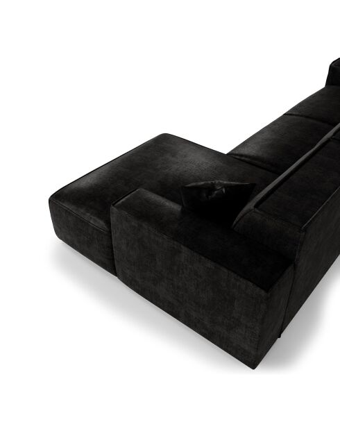 Rechtes Ecksofa mit 2 dekorativen Kissen RUBEN Velours Dark Anthracite - 323x173x78