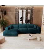 Linkes Ecksofa mit 2 dekorativen Kissen RUBEN Velours Peacock blauer Samt - 323x173x78