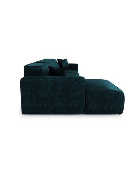 Linkes Ecksofa mit 2 dekorativen Kissen RUBEN Velours Peacock blauer Samt - 323x173x78