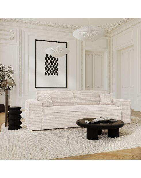 Express slaapbank 140 cm matras RUBY corduroy XXL crème corduroy - 216x100x80