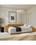 LIVA konvertierbares rechtes Weitwinkelsofa aus Samt mit Senfprägung — 283x180x73