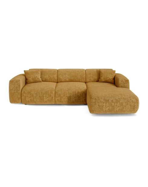 LIVA konvertierbares rechtes Weitwinkelsofa aus Samt mit Senfprägung — 283x180x73