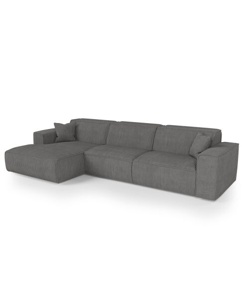 Linkes Ecksofa mit 2 dekorativen Kissen RUBEN Corduroy Antracite grey - 323x173x78