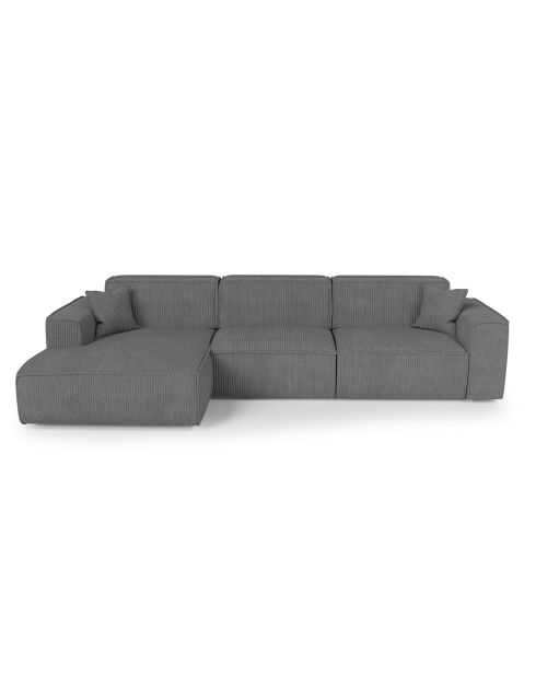 Linkes Ecksofa mit 2 dekorativen Kissen RUBEN Corduroy Antracite grey - 323x173x78