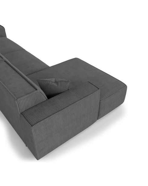 Linkes Ecksofa mit 2 dekorativen Kissen RUBEN Corduroy Antracite grey - 323x173x78