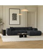 Divano ad angolo retto COVA in velluto goffrato grigio antracite - 290x94x69,5