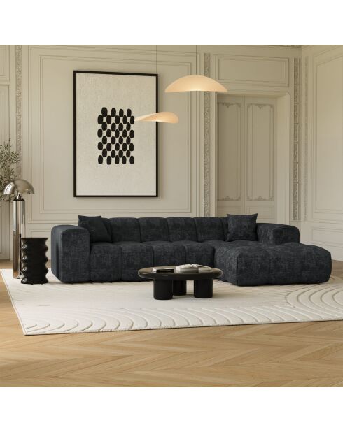 COVA rechthoekige bank Antracietgrijs fluweel met reliëf - 290x94x69,5