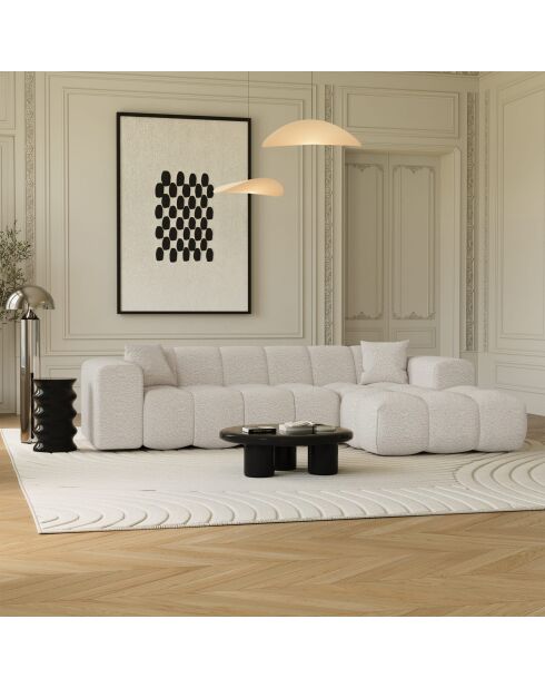 Canapé angle droit COVA Tissu bouclette Crème - 290x94x69.5