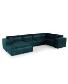 XXL-Panoramasofa mit 2 dekorativen Kissen RUBEN Velvet Peacock blau - 391x173x78