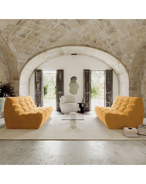 Jody modulaire 4-zitsbank Mustard Velours - 205x112x80