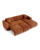 Divano angolare destro convertibile LIVA in velluto goffrato terracotta - 283x180x73