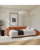 Divano angolare destro convertibile LIVA in velluto goffrato terracotta - 283x180x73