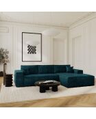 Omvormbare rechterhoekbank express matras 140 cm RUBY fluweel pauwblauw fluweel - 320x165x80