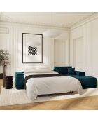 Omvormbare rechterhoekbank express matras 140 cm RUBY fluweel pauwblauw fluweel - 320x165x80