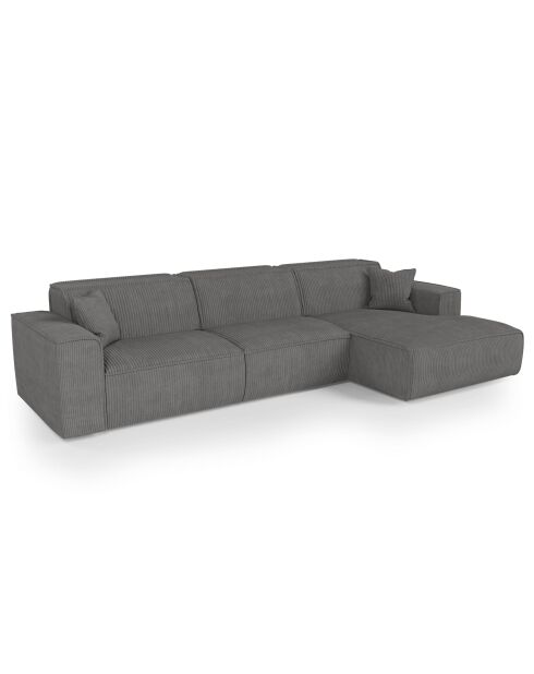 Rechtes Ecksofa mit 2 dekorativen Kissen RUBEN Corduroy Antracite grey - 323x173x78
