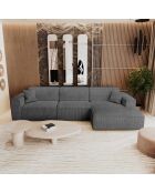 Rechtes Ecksofa mit 2 dekorativen Kissen RUBEN Corduroy Antracite grey - 323x173x78