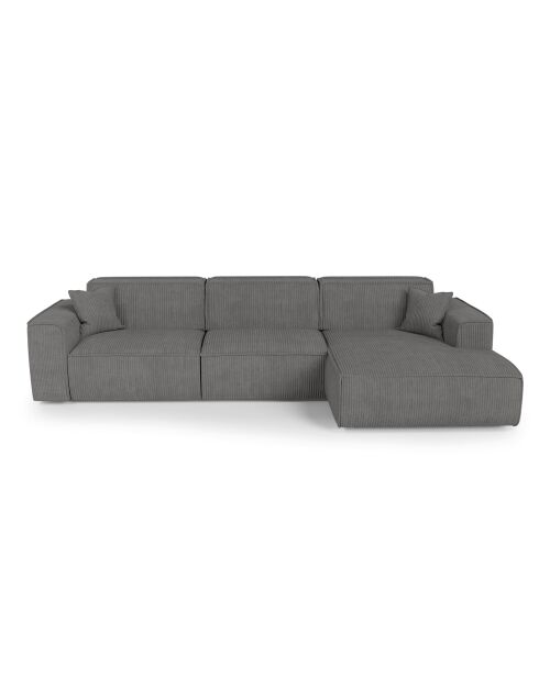 Rechtes Ecksofa mit 2 dekorativen Kissen RUBEN Corduroy Antracite grey - 323x173x78