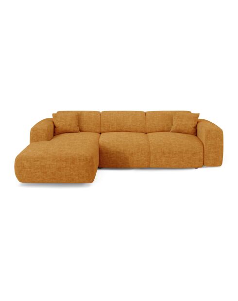 LIVA konvertierbares linkes Weitwinkelsofa Mustard aus strukturiertem Samt — 283x180x73