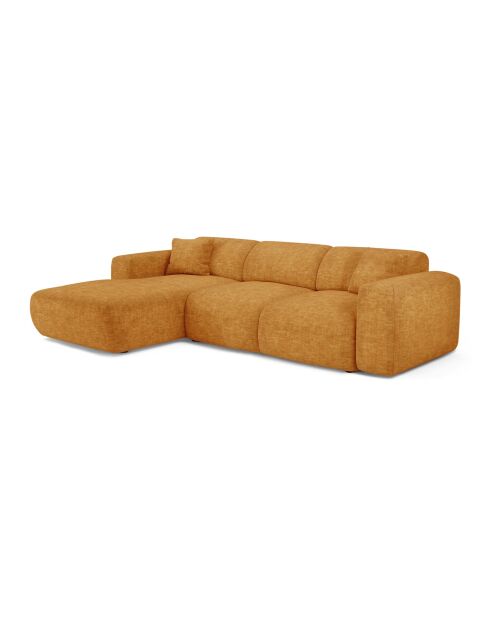 LIVA konvertierbares linkes Weitwinkelsofa Mustard aus strukturiertem Samt — 283x180x73
