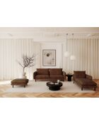 ISAK 2-Sitzer-Sofa Vintage-Stoff mit Ledereffekt Cognac - 155x92x85