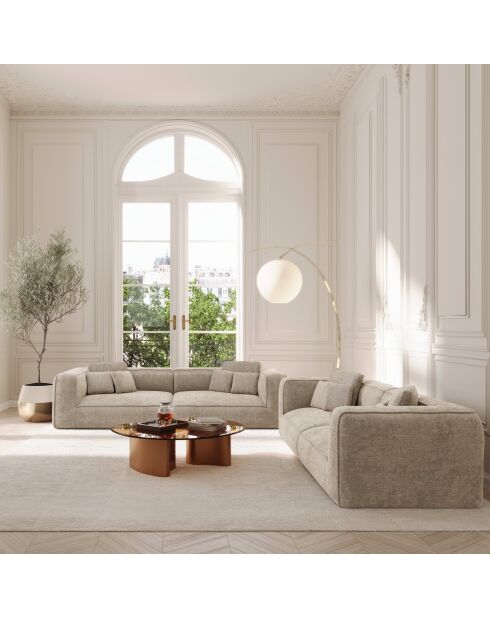 ROMY 4-zitsbank in beige geweven fluweel - 304x105x70