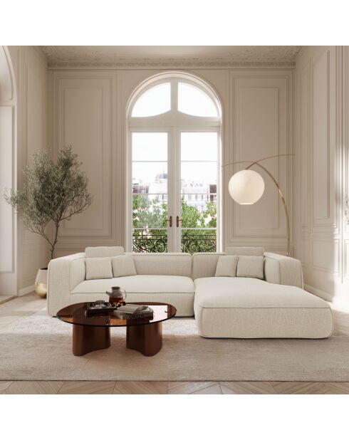 Rechtes Ecksofa 280cm ROMY Soft-Touch-Webstoff Beige - 280x166x70